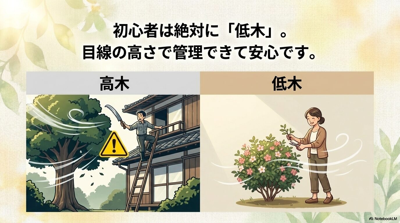 はしご等の危険な作業が不要で安全に管理できる低木果樹のメリット