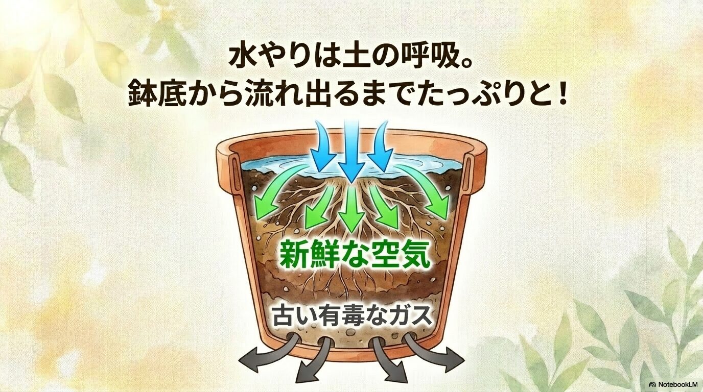 新鮮な空気を取り入れ古い有毒なガスを排出する果樹の水やりのコツ