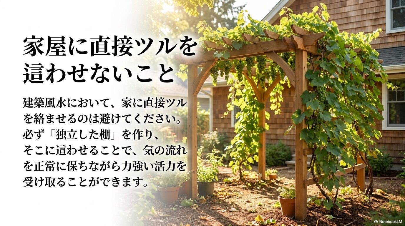建築風水において気の流れを正常に保つために家屋から独立したブドウ棚を設置する際の注意点