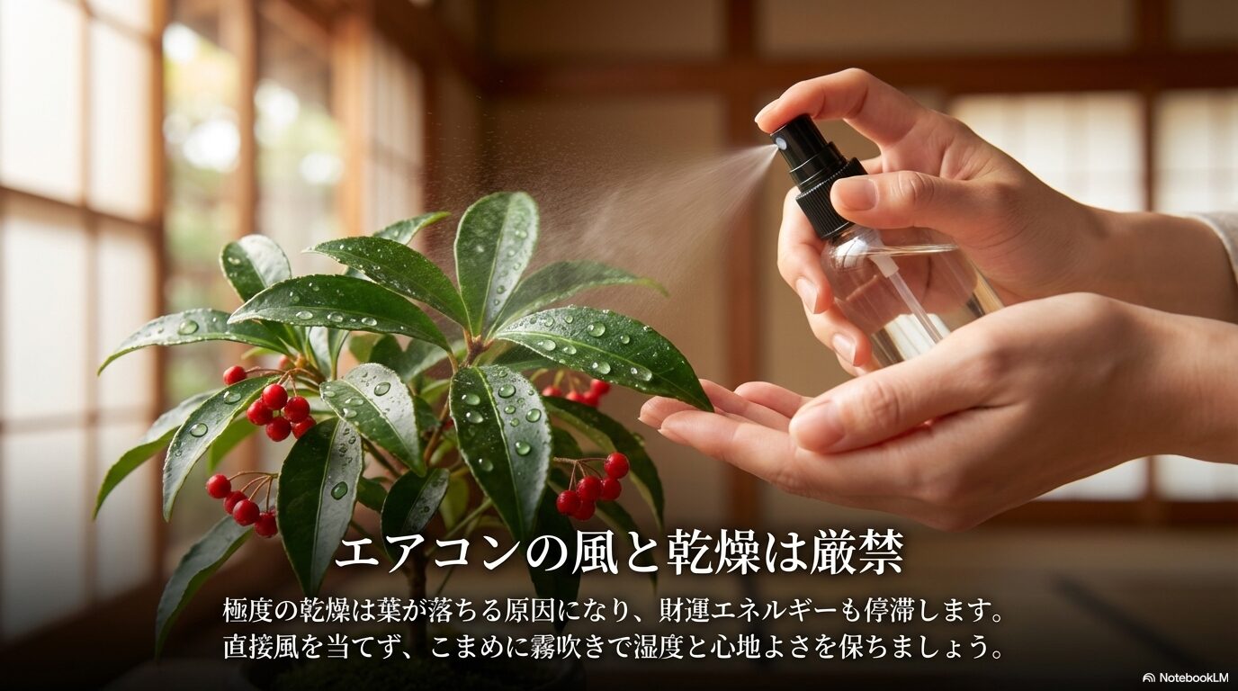 万両にはエアコンの風と乾燥は厳禁