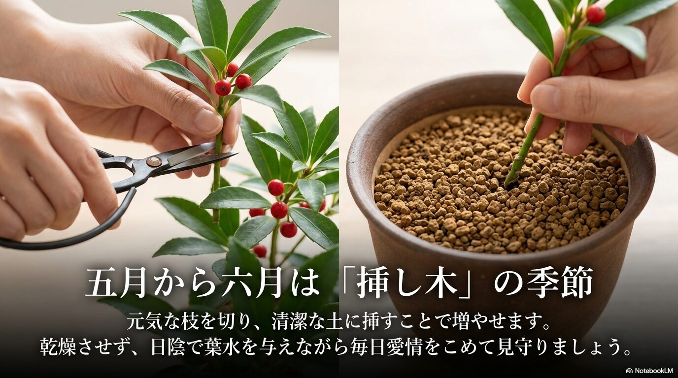 五月から六月は万両の挿し木の季節