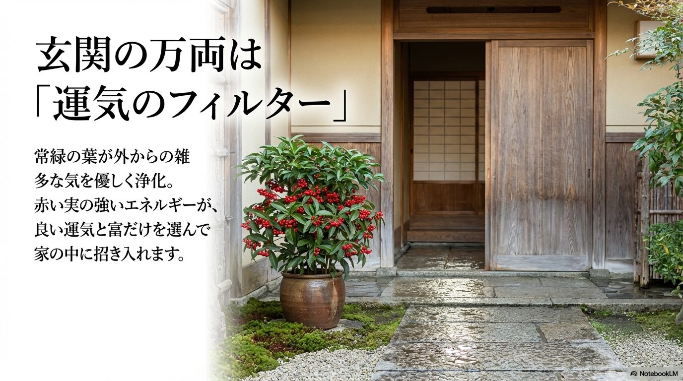 玄関の万両は運気のフィルターとして良い気と富を招き入れる