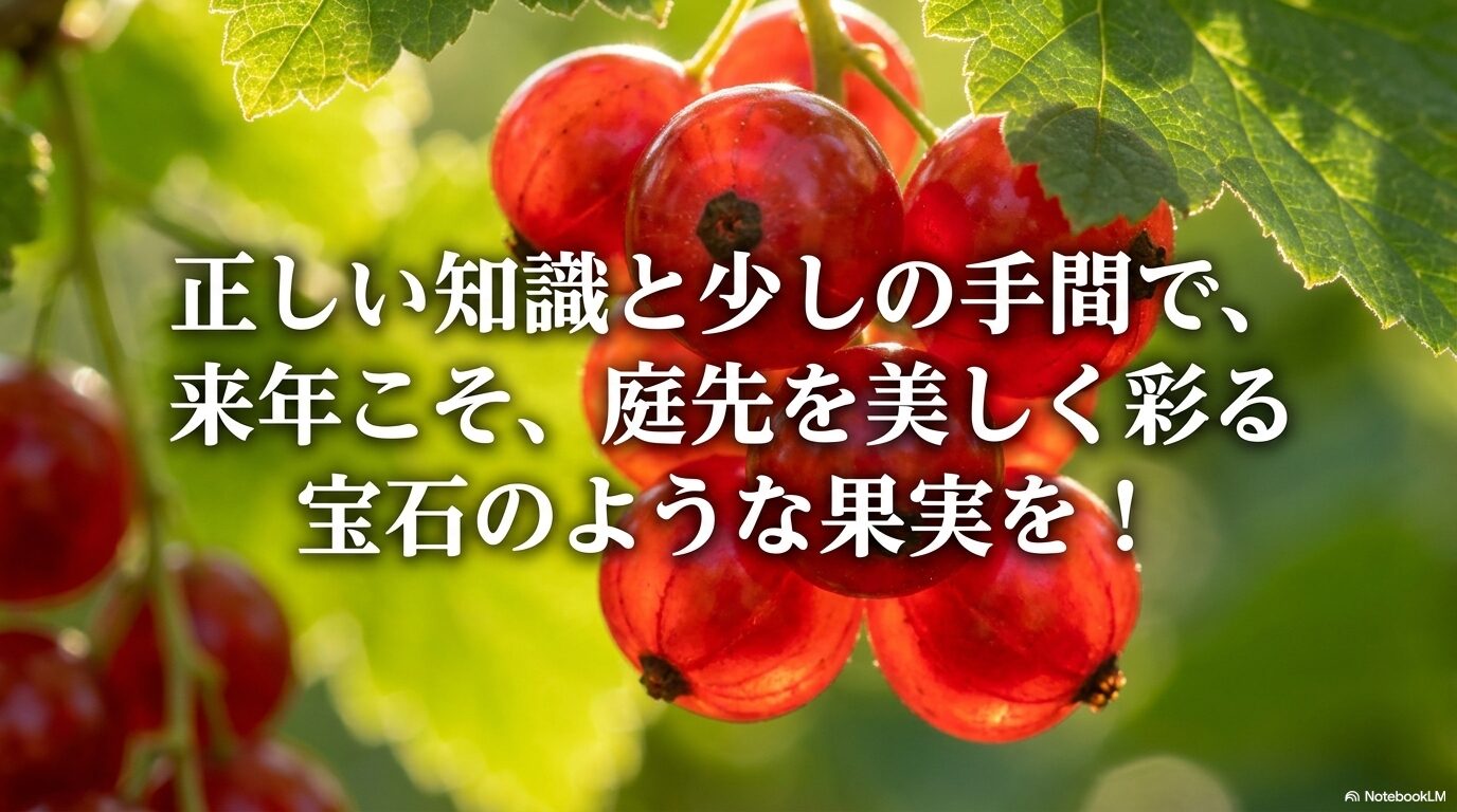 正しい知識と少しの手間で、来年こそ庭先を美しく彩るフサスグリの宝石のような果実を収穫しよう
