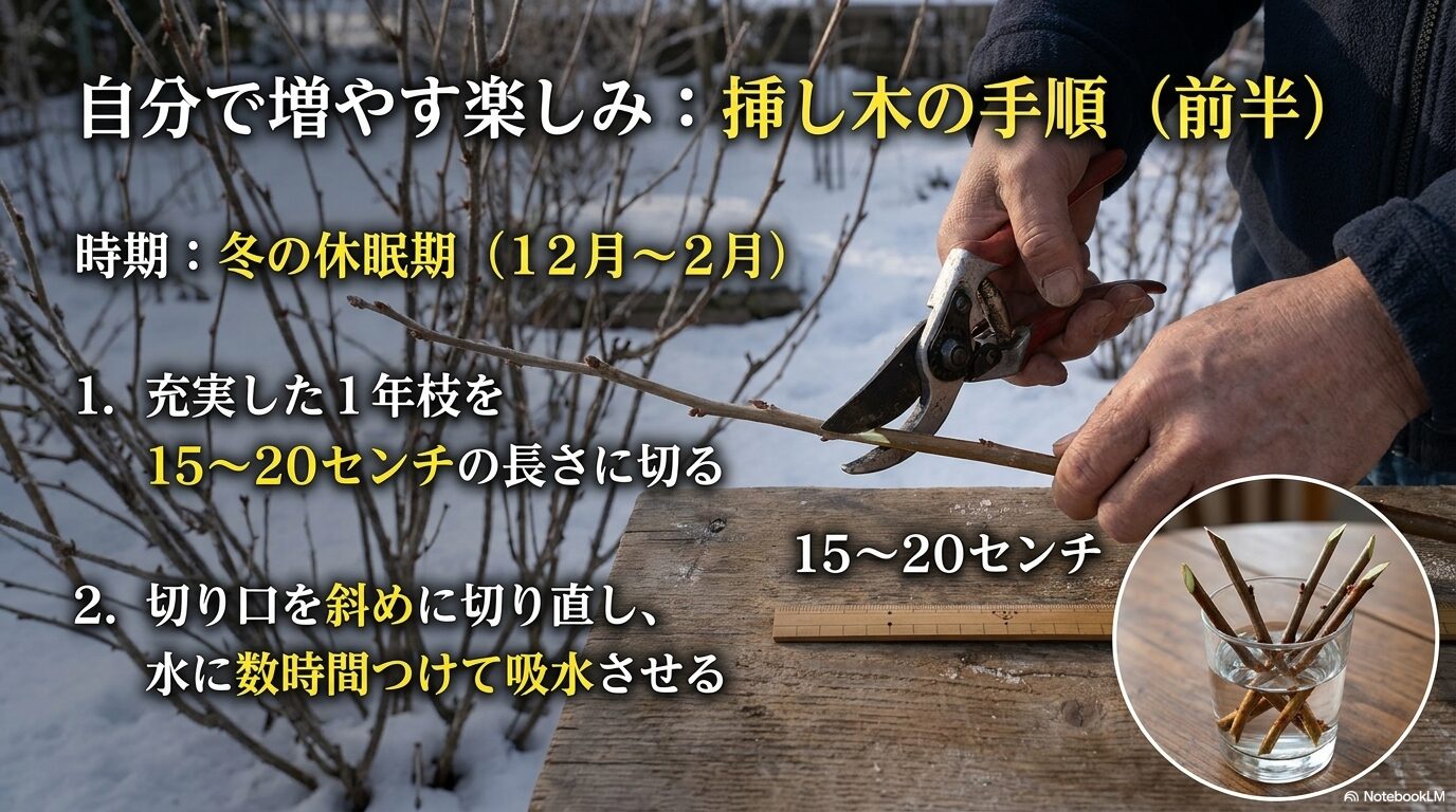 冬の休眠期に行うフサスグリの挿し木手順と土への挿し方