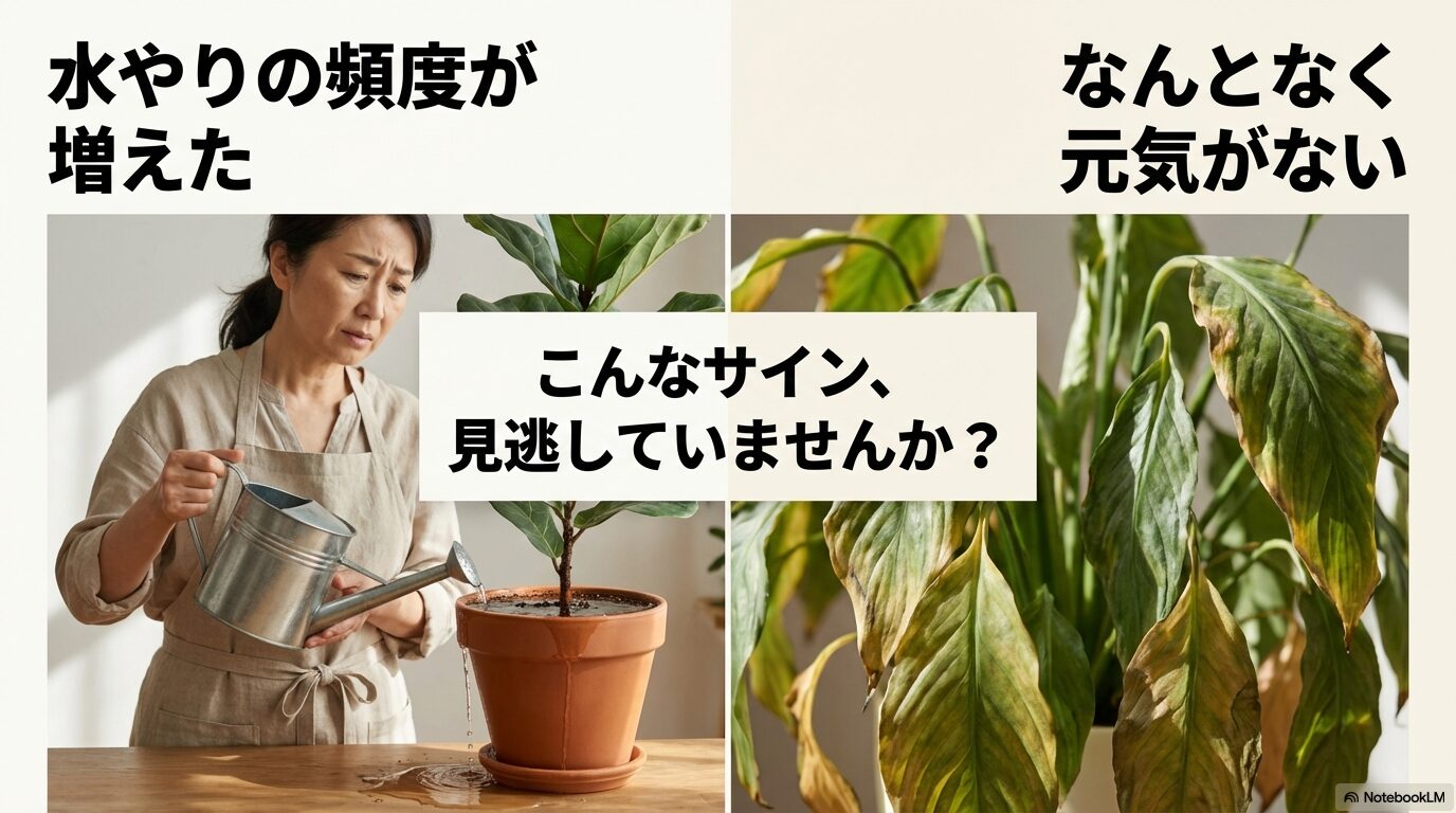 水やりの頻度が増えた、なんとなく元気がないなどの見逃しやすいサイン