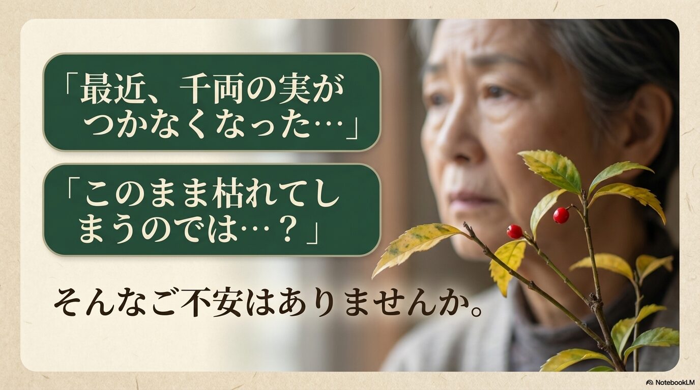 「最近、千両の実がつかなくなった」「このまま枯れてしまうのでは…？」そんなご不安はありませんか。