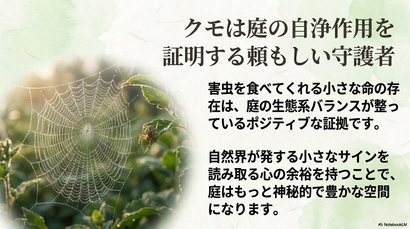 害虫を食べるクモは庭の生態系バランスと自浄作用を証明する頼もしい守護者