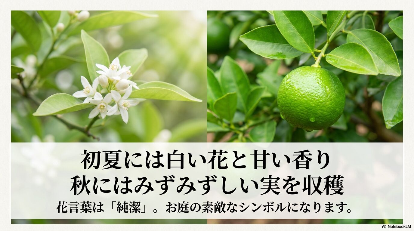 初夏には白い花と甘い香り、秋にはみずみずしい実を収穫できるすだちの魅力
