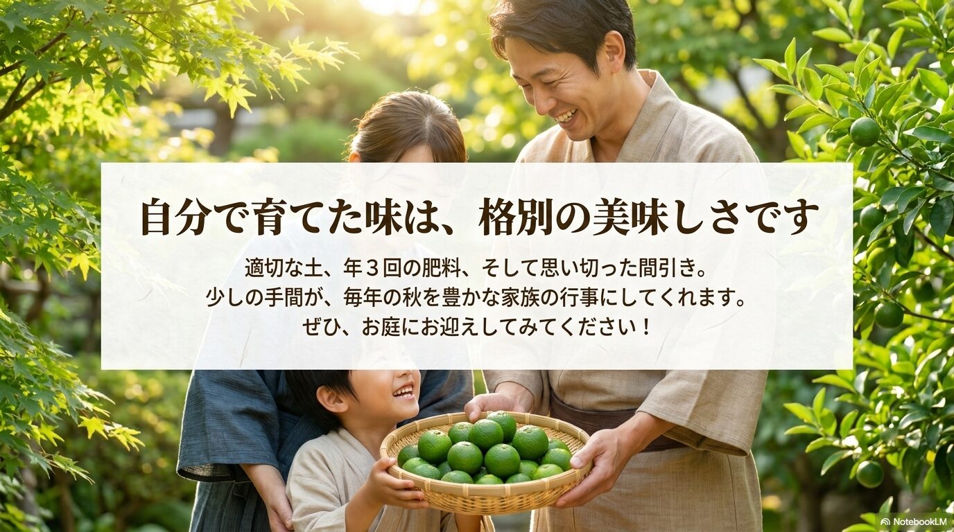 適切な土と肥料、少しの手間で秋を豊かな家族の行事にしてくれるすだち栽培