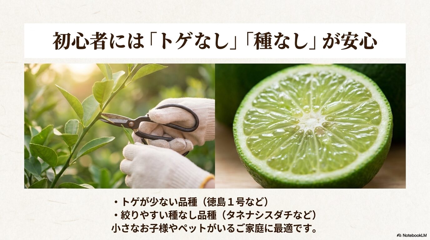 初心者にはトゲが少ない品種や絞りやすい種なし品種がおすすめ