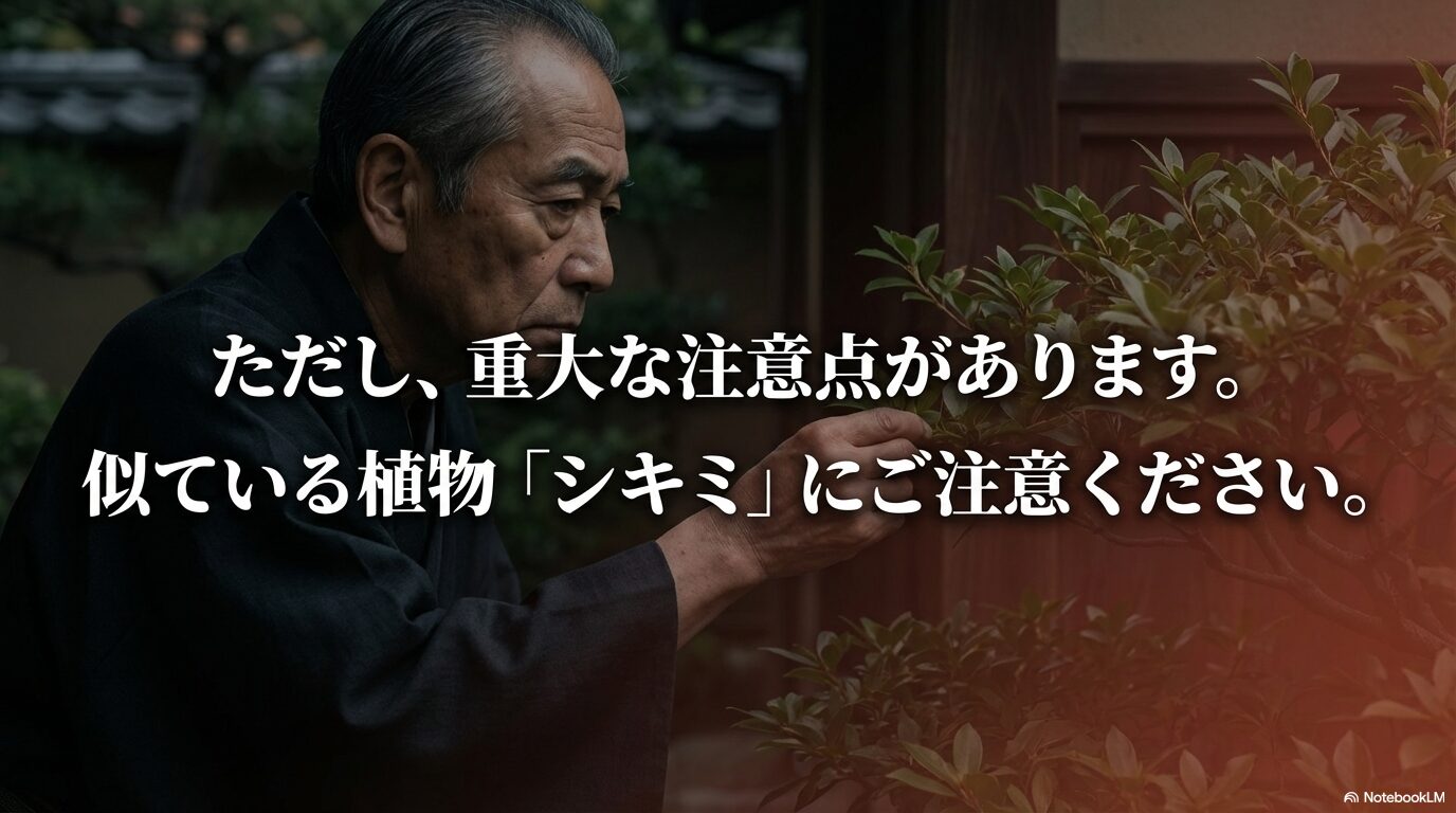 ヒサカキに似ている仏事に使われる植物シキミへの重大な注意喚起