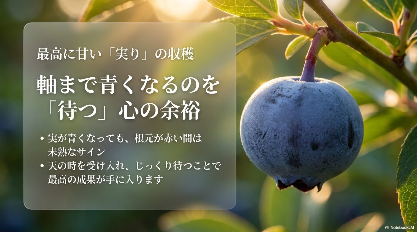 ブルーベリーを甘く収穫するコツ：軸まで色づく完熟の見極め