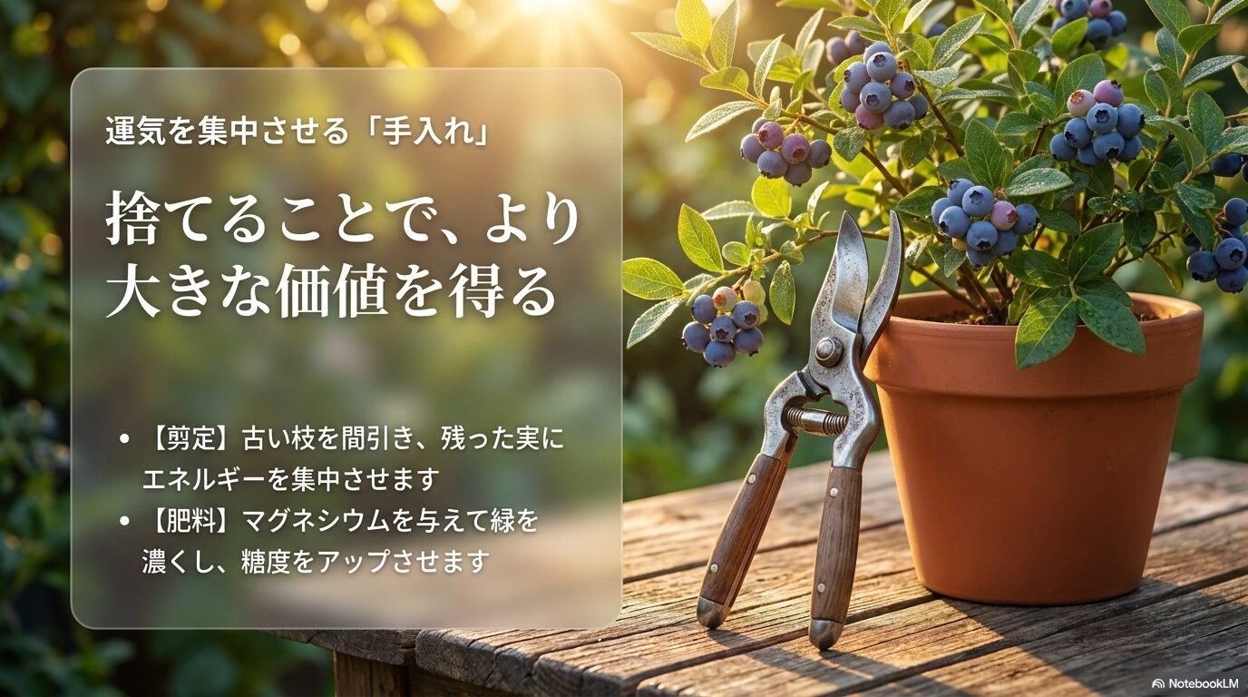 ブルーベリーの甘さを引き出す手入れ：剪定とマグネシウム肥料