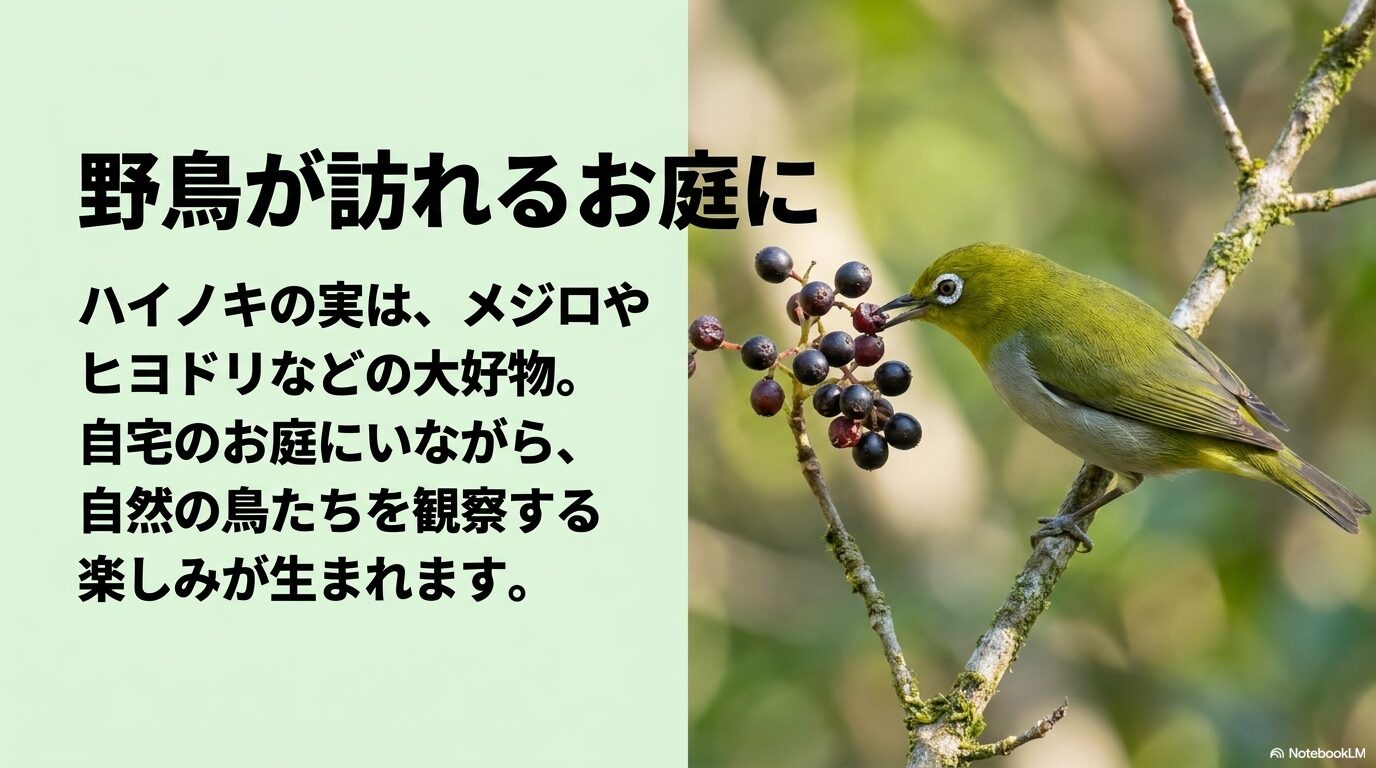 自宅の庭でメジロやヒヨドリを観察できる、ハイノキの実による楽しみ