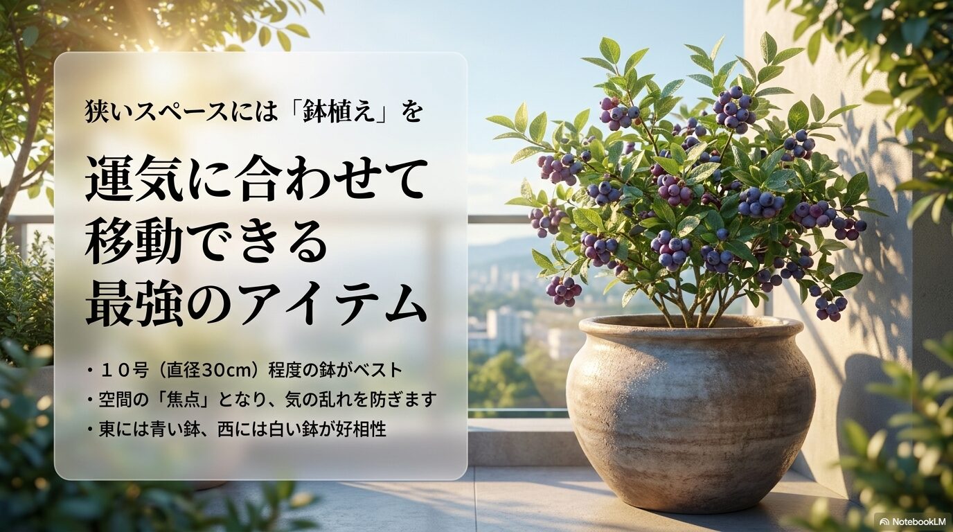 狭い庭やベランダでのブルーベリー鉢植え：運気に合わせた移動