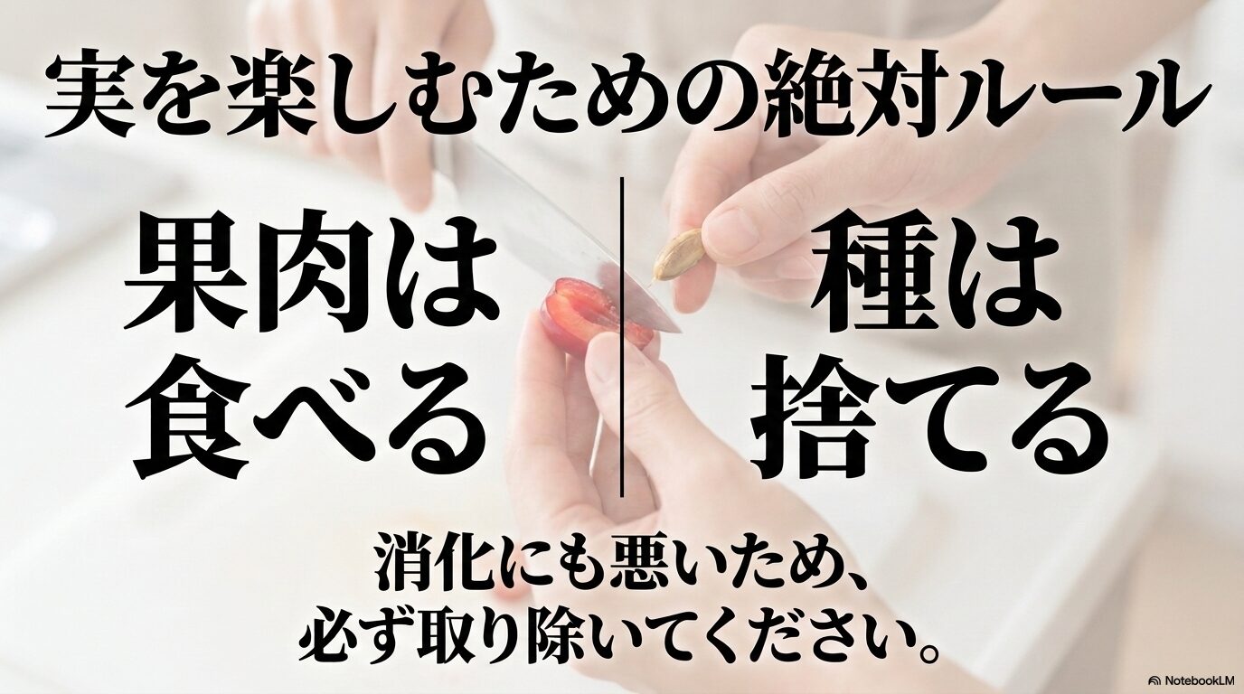 サンシュユの果肉は食べられるが種は捨てるべきという食用の注意点