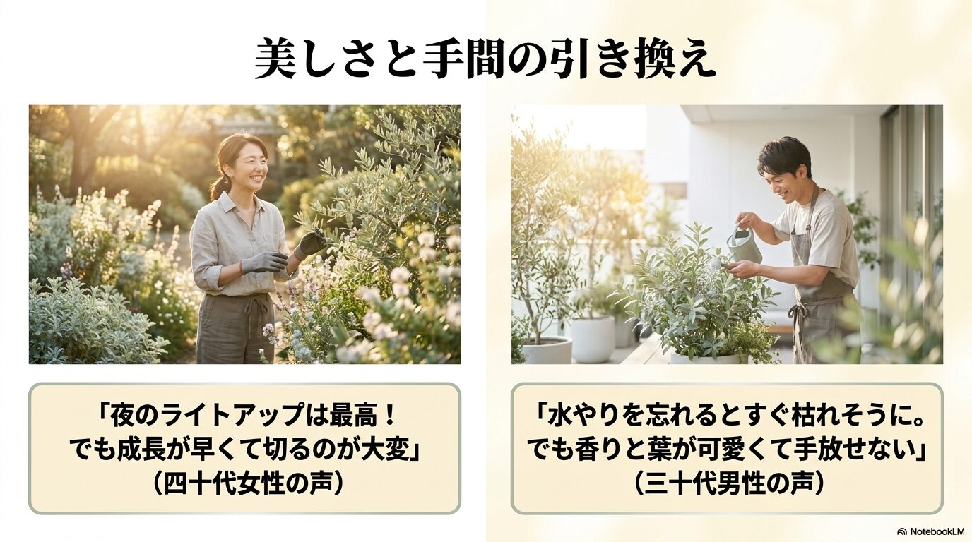 ライトアップの美しさを喜ぶ一方で、成長の早さや水管理の厳しさを語るユーザーの声のまとめ。
