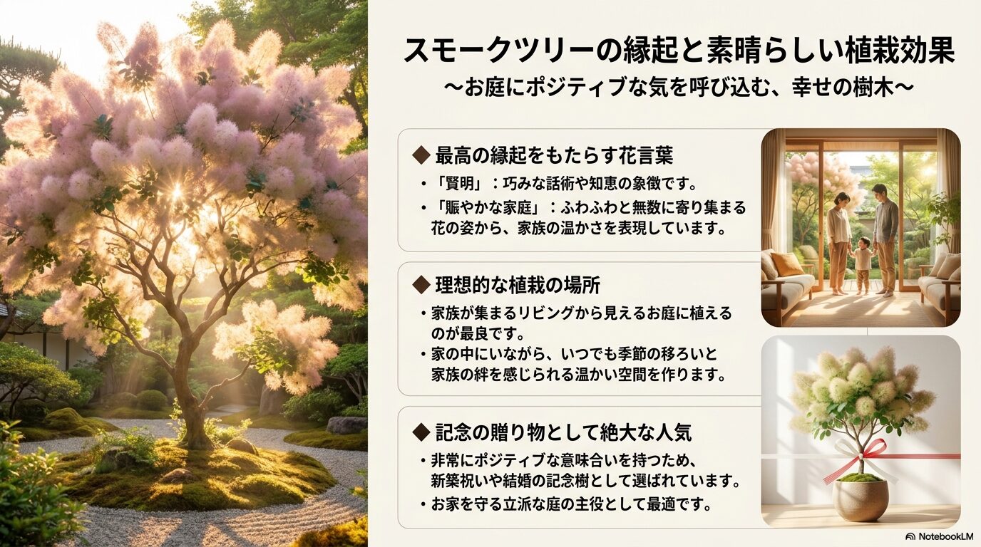 スモークツリーの縁起と植栽効果、ポジティブな気を呼び込む幸せの樹木