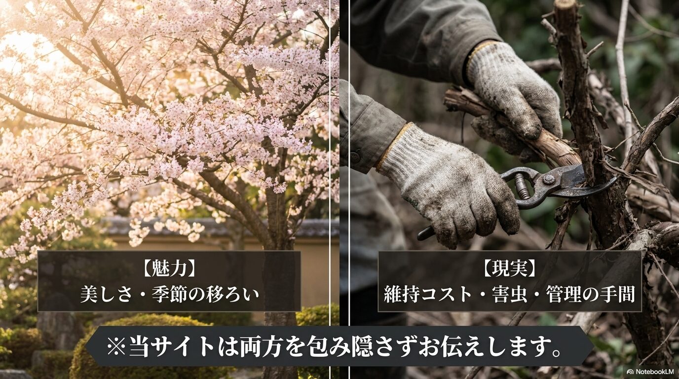 庭木の魅力(美しさ・季節の移ろい)と現実(維持コスト・害虫・管理の手間)