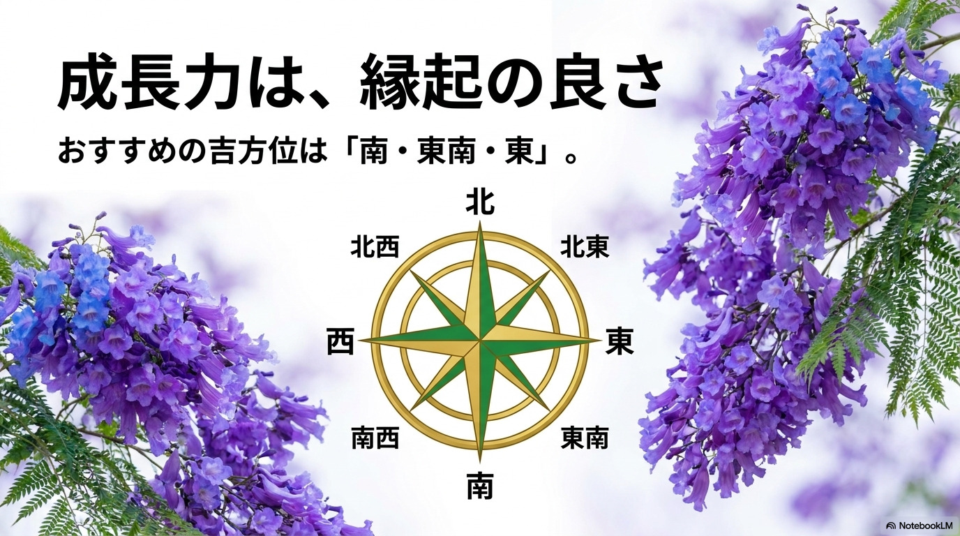 ジャカランダを植えるのに縁起が良いとされる南・東南・東の風水吉方位
