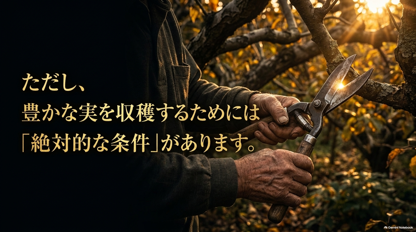ただし、豊かな実を収穫するためには「絶対的な条件」があります。