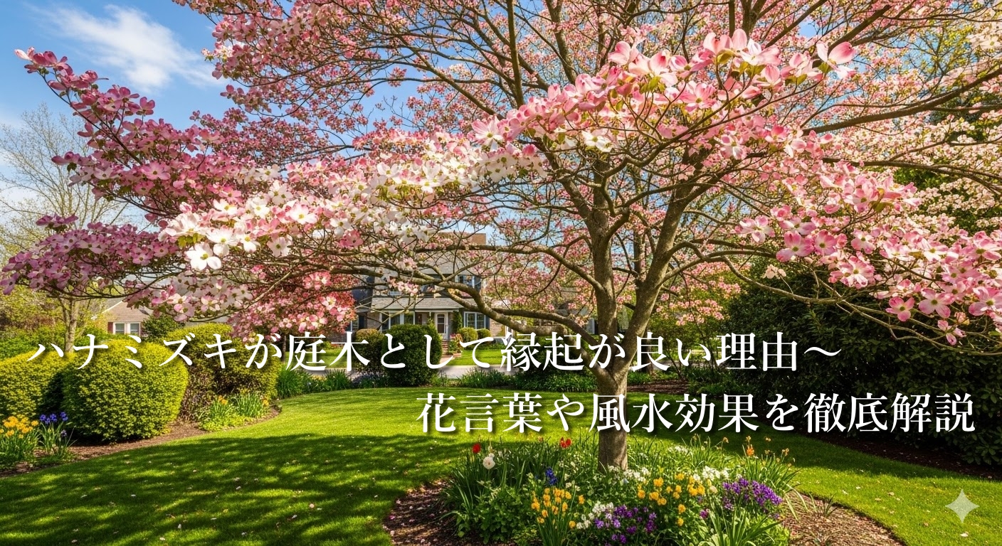 春の明るい庭でピンクと白の美しい花を咲かせているハナミズキの木