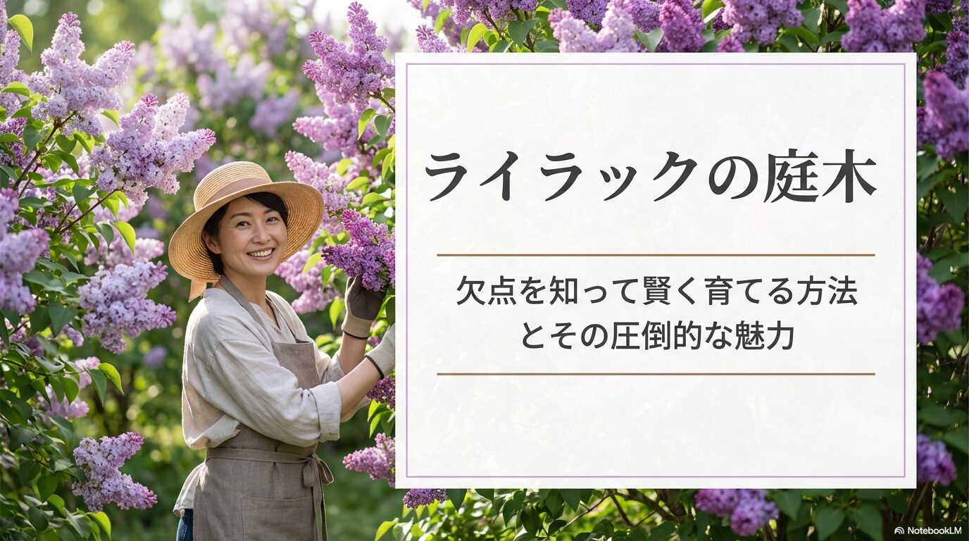 ライラックを庭木として賢く育てる方法と魅力についての解説スライド表紙