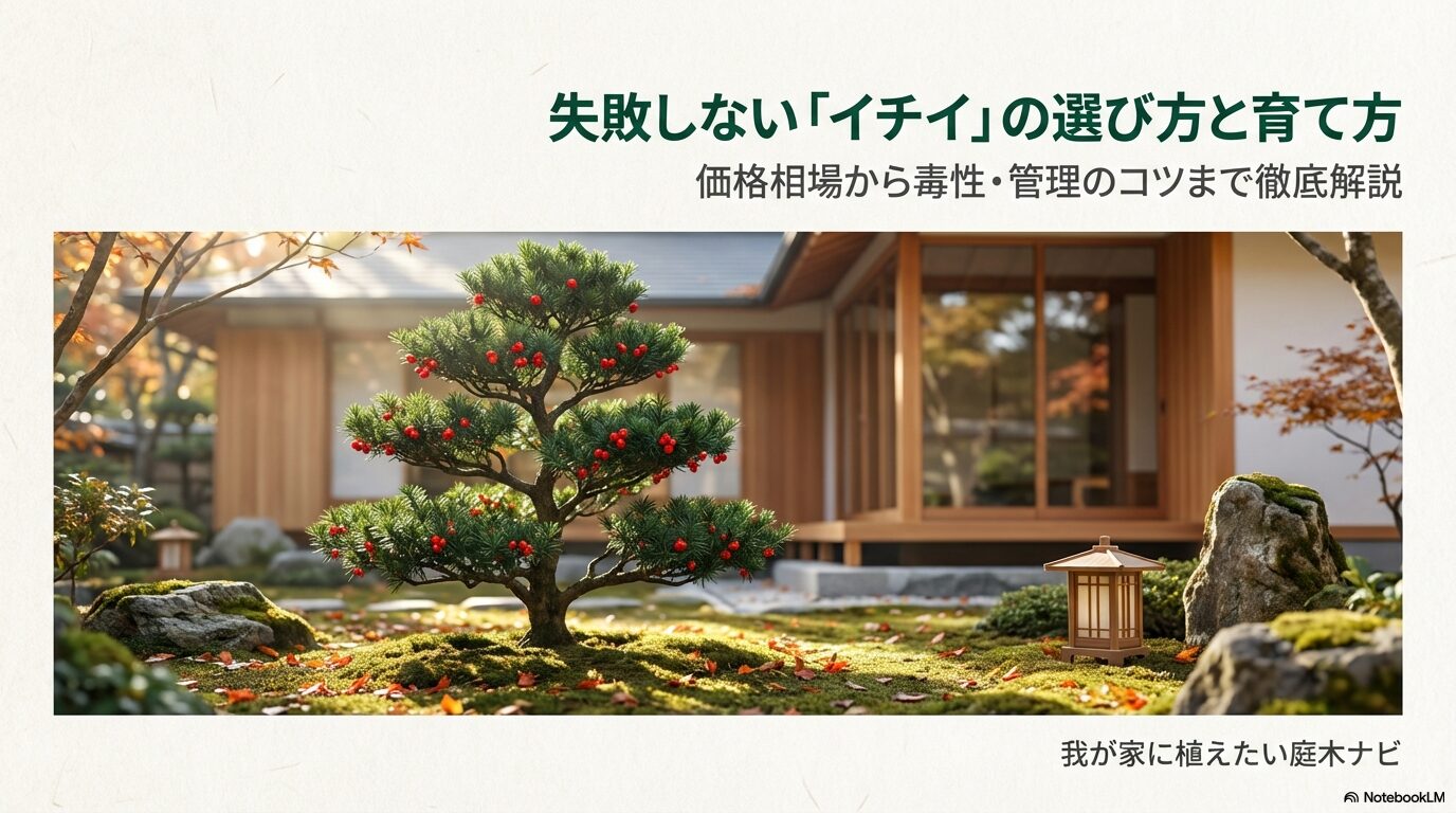 住宅の庭に実がなるイチイのイメージ