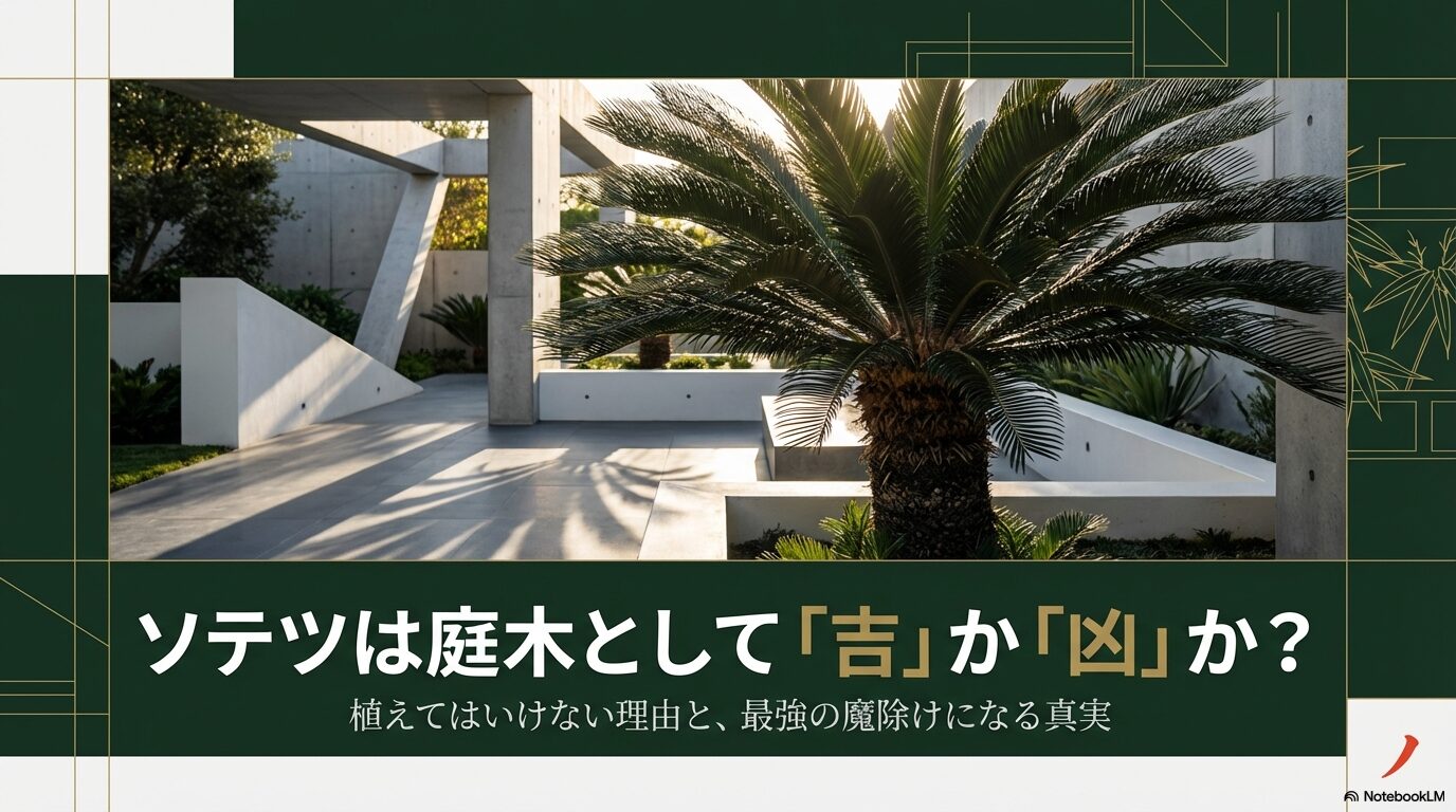 ソテツを庭に植えるのは吉か凶か？風水効果と植えてはいけない理由を解説したスライド表紙