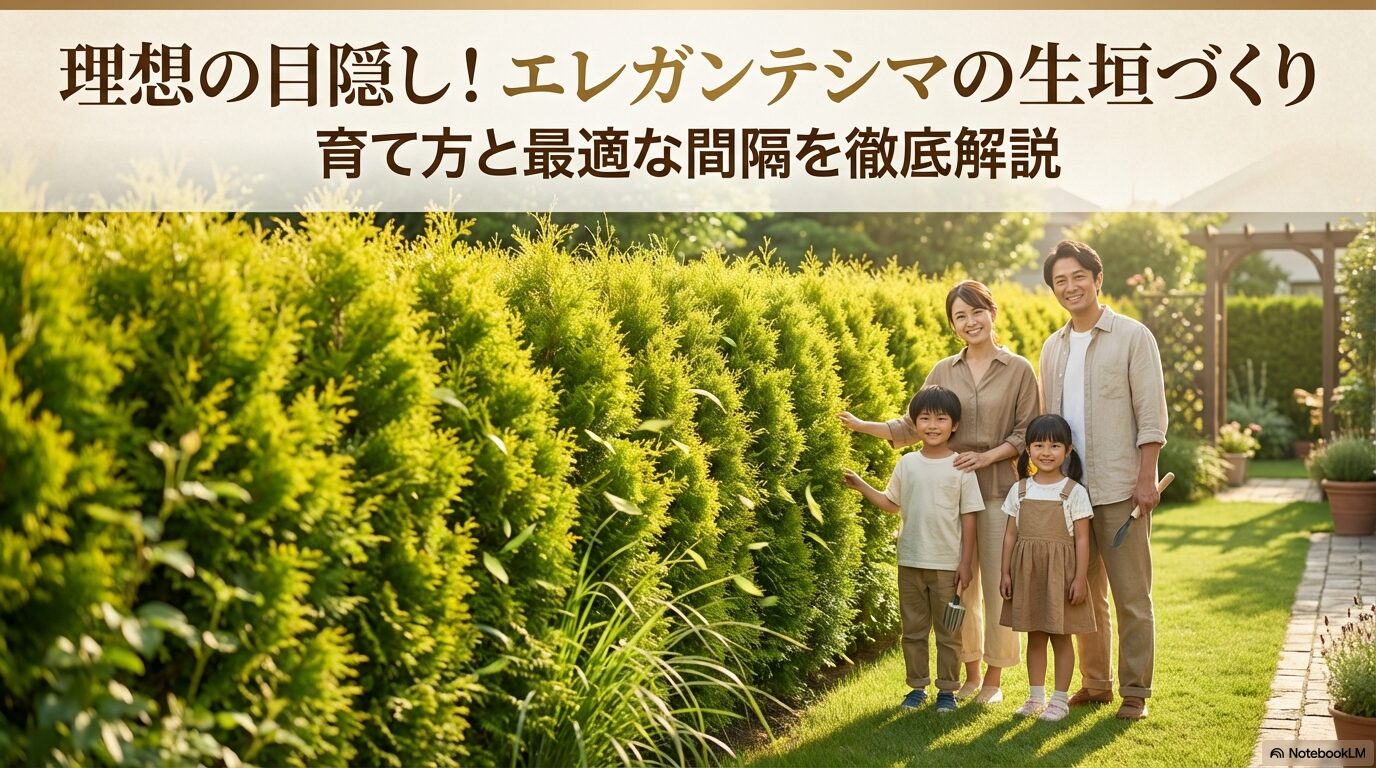 エレガンテシマの生垣と笑顔の家族