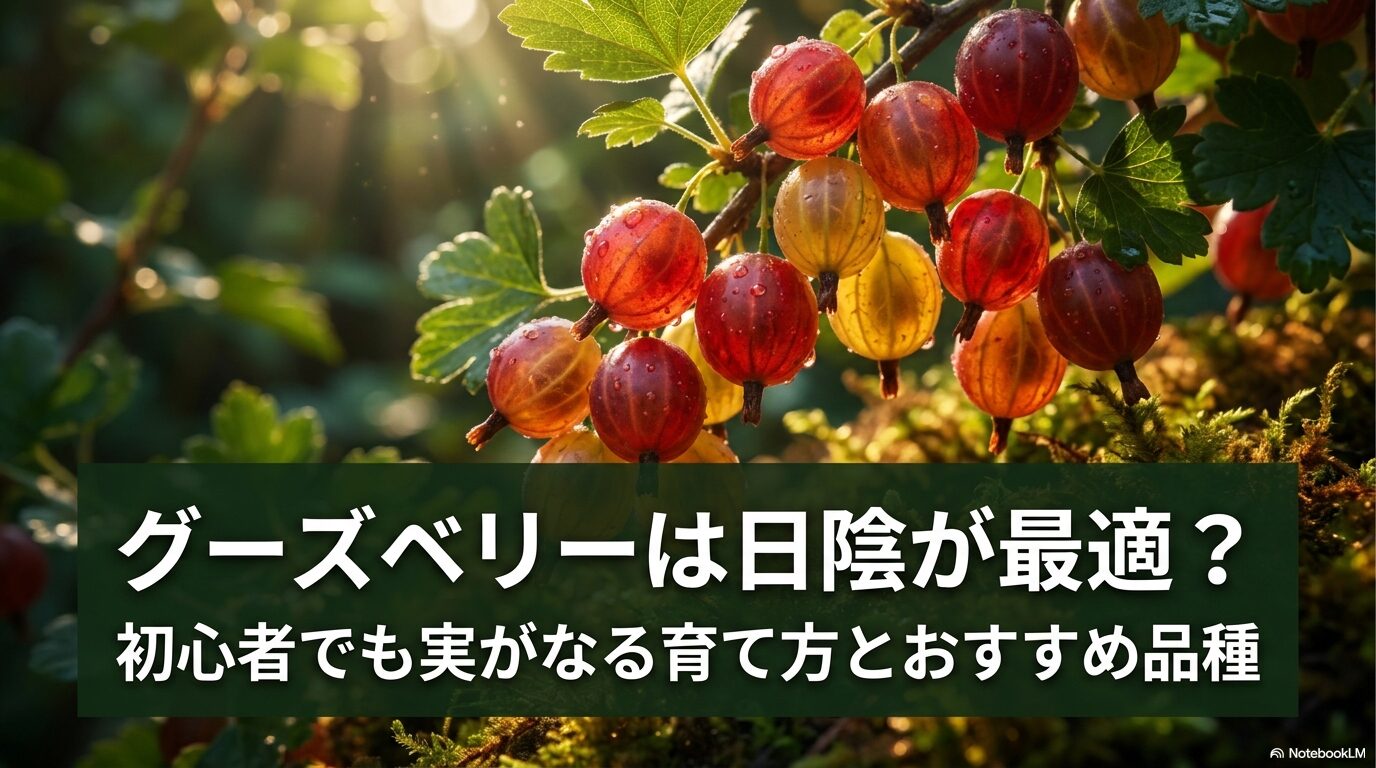 グーズベリーは日陰が最適？初心者でも実がなる育て方とおすすめ品種のタイトルスライド