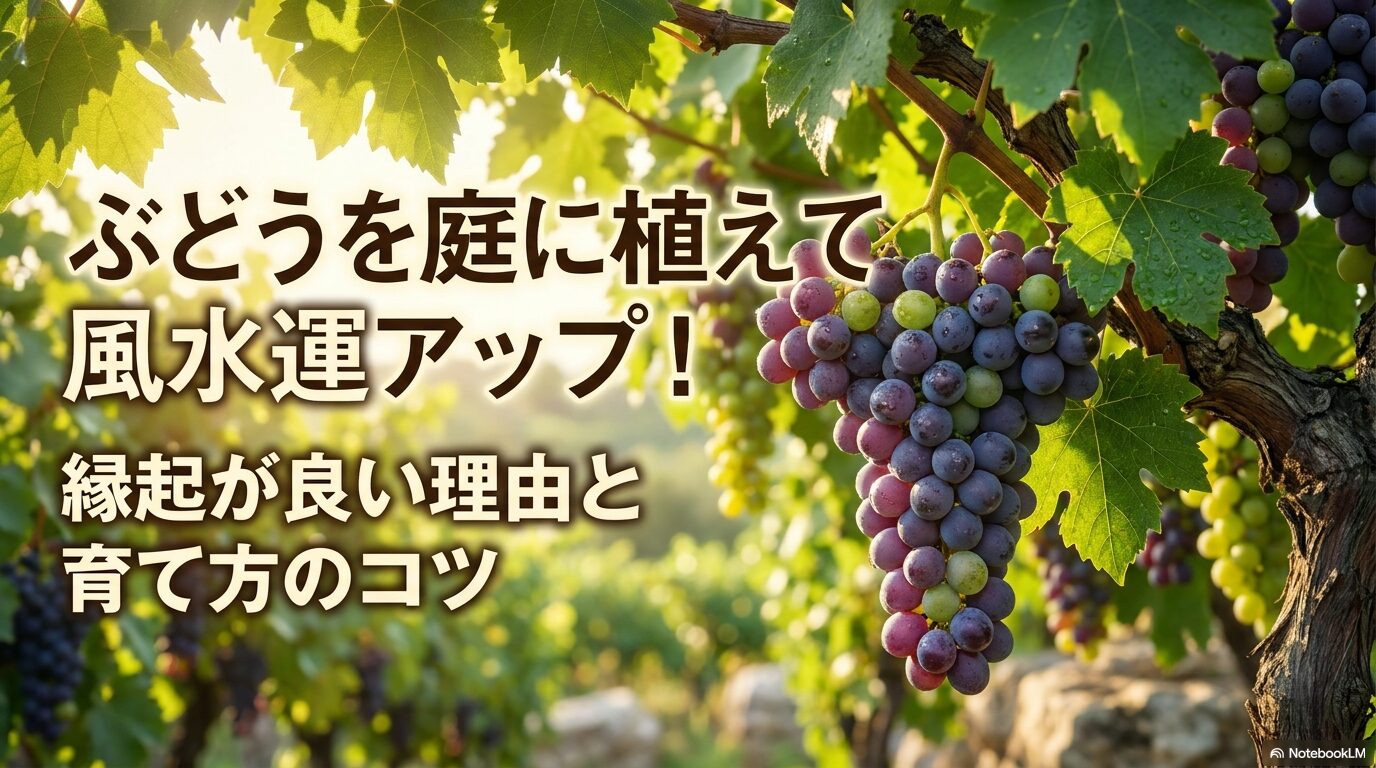 ぶどうを庭に植えて風水運アップ！縁起が良い理由と育て方のコツに関する解説スライド
