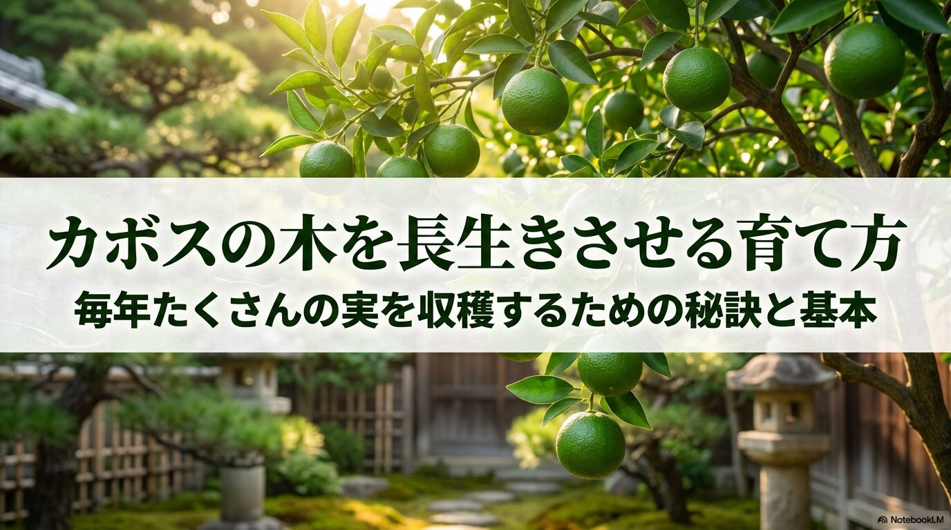 カボスの木を長生きさせる育て方、毎年たくさんの実を収穫するための秘訣と基本のタイトルスライド