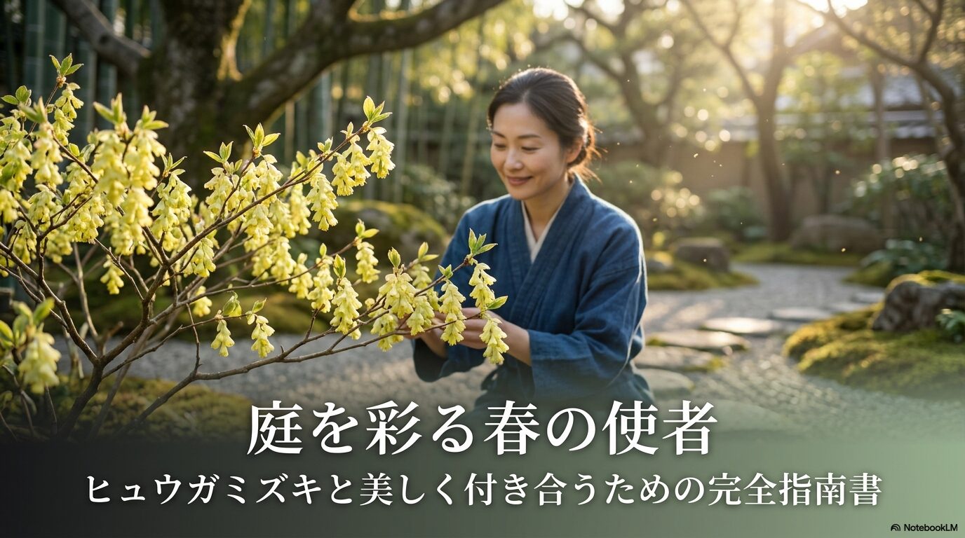 ヒュウガミズキの栽培管理とデメリットを解説するガイドブックの表紙画像。