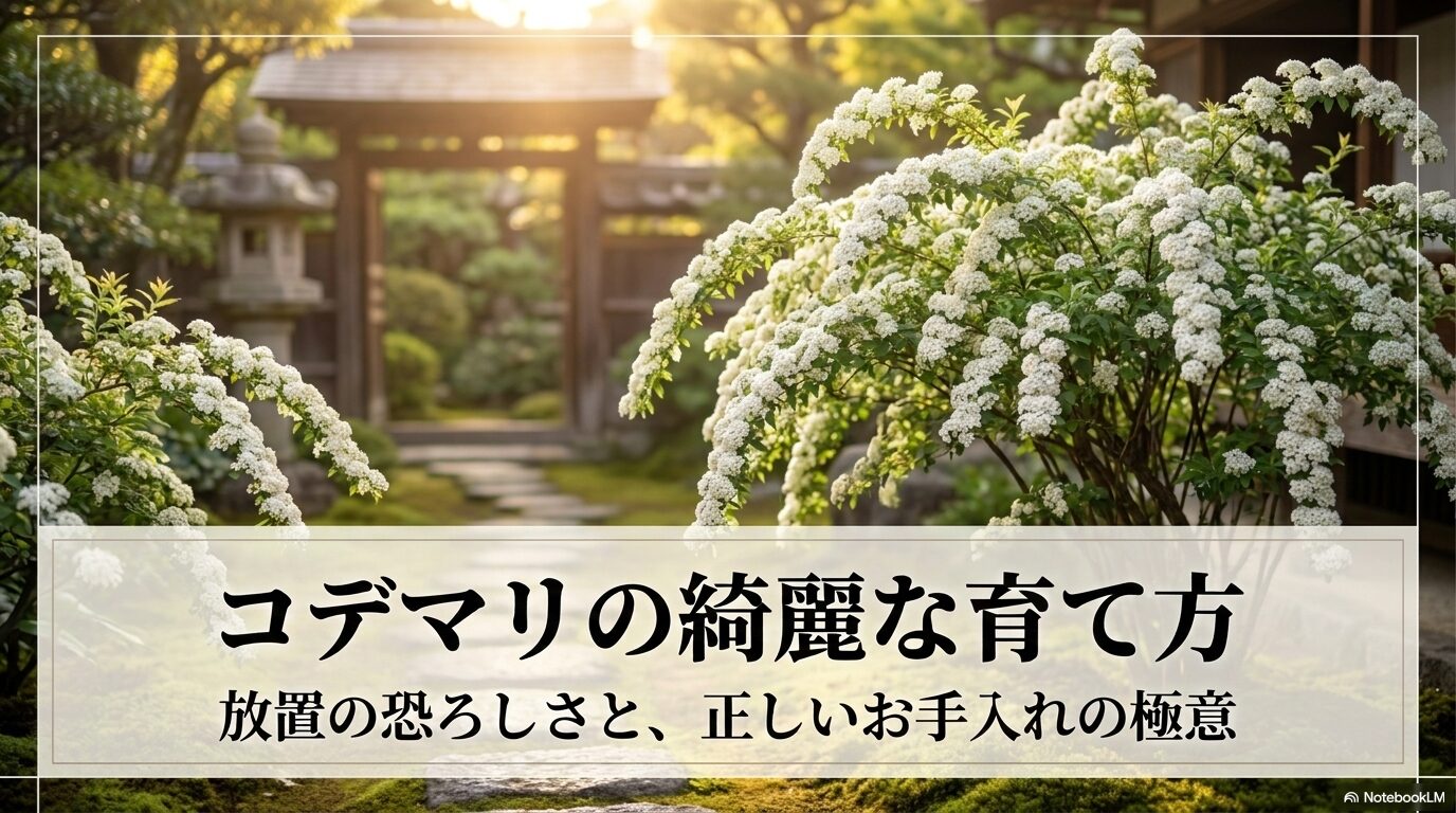 コデマリの綺麗な育て方と正しいお手入れの極意を解説するスライド資料の表紙