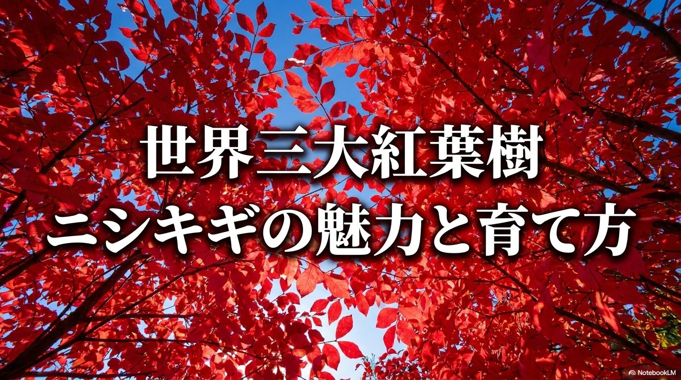 世界三大紅葉樹であるニシキギの魅力と育て方についての解説スライドのタイトル画像