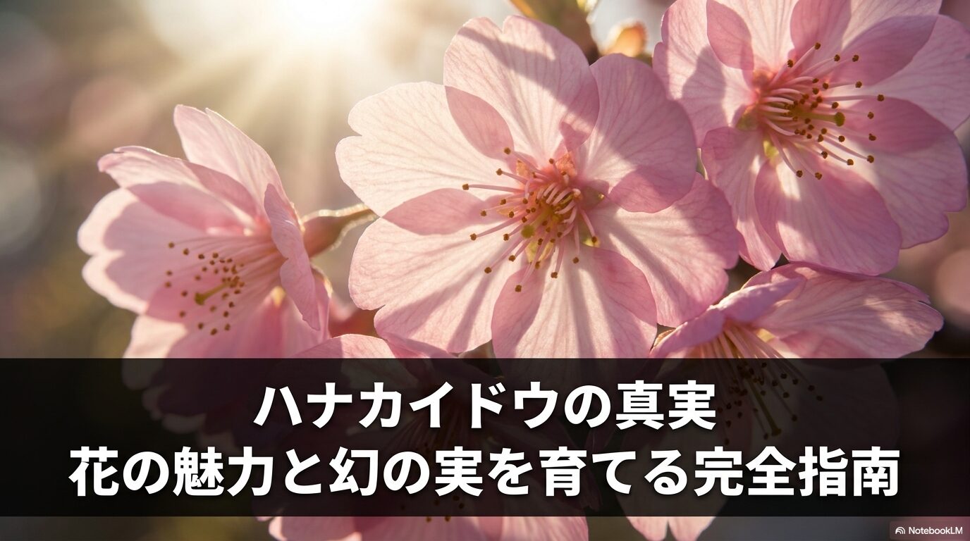 ハナカイドウの真実 花の魅力と幻の実を育てる完全指南と書かれたタイトル画像
